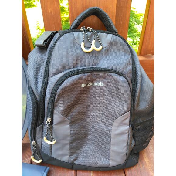 Columbia Summit Rush Backpack Diaper Bag Grey w/Changing Pad & Car Window Shades - Picture 2 of 16